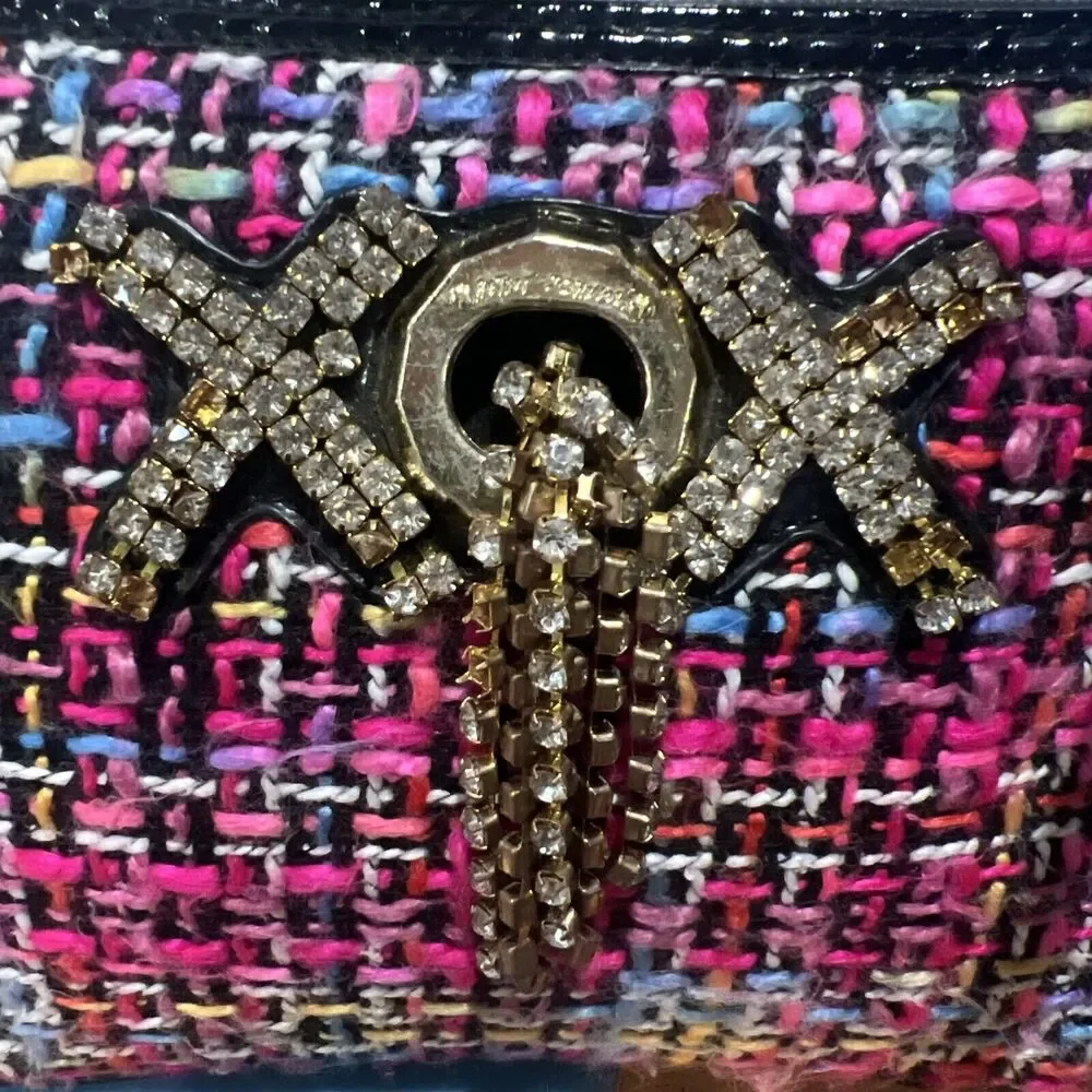 Betsey Johnson Tweed Rhinestone Wristlet